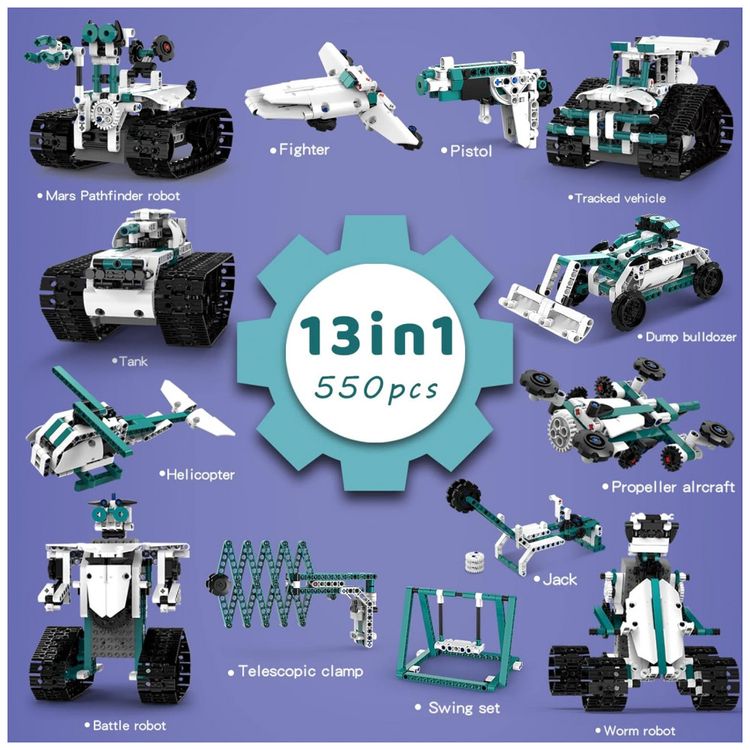 Kit-de-Construcao-Robo-STEM-13-em-1-com-550-Pecas-e-Controle-foto-1