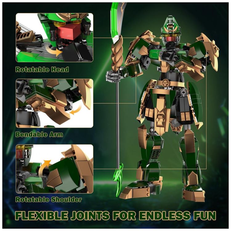 Kit-de-Construcao-Robo-Guan-Yu-Green-com-744-Pecas-foto-1