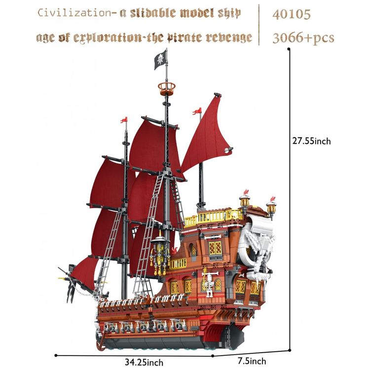 Kit-de-Construcao-Navio-Red-Pirate-Revenge-com-3066-Pecas-foto-4
