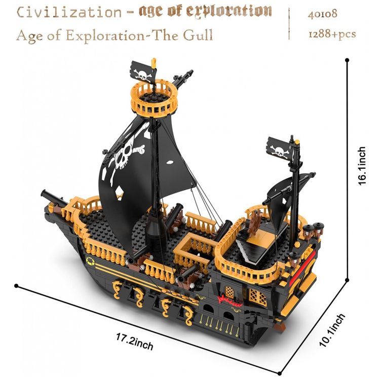 Kit-de-Construcao-Navio-com-1288-Pecas-JMBricklayer-Preto-foto-2