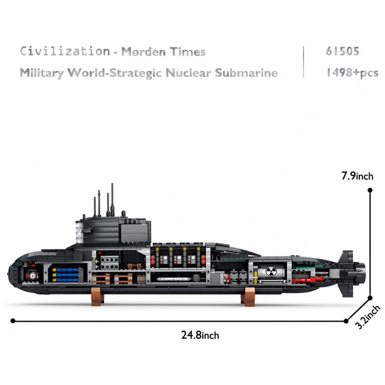 Kit-de-Construcao-Submarino-Nuclear-com-1498-Pecas-foto-2