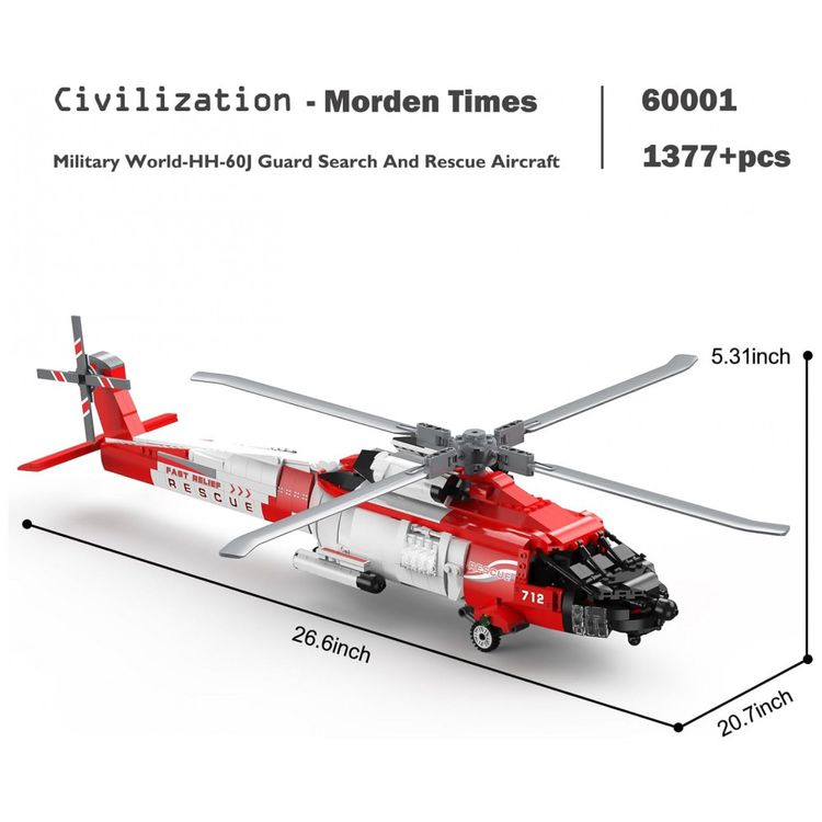 Kit-de-Construcao-Helicoptero-de-Resgate-Militar-HH60J-com-foto-2