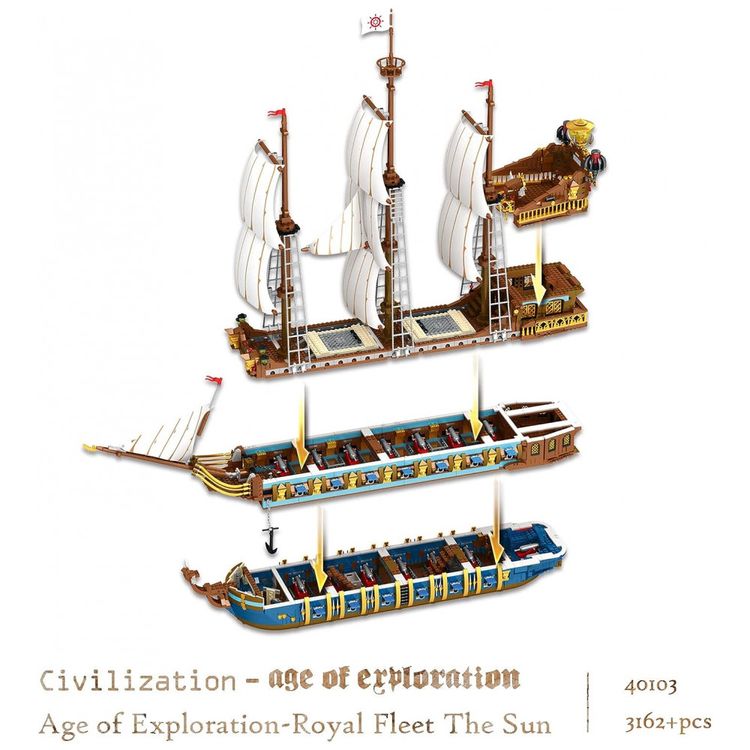 Kit-de-Construcao-Navio-da-Frota-Real-com-Design-em-Camadas-foto-2