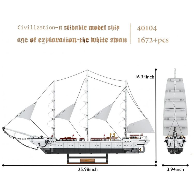 Kit-de-Construcao-Navio-Cisne-Branco-com-1672-Pecas-foto-2