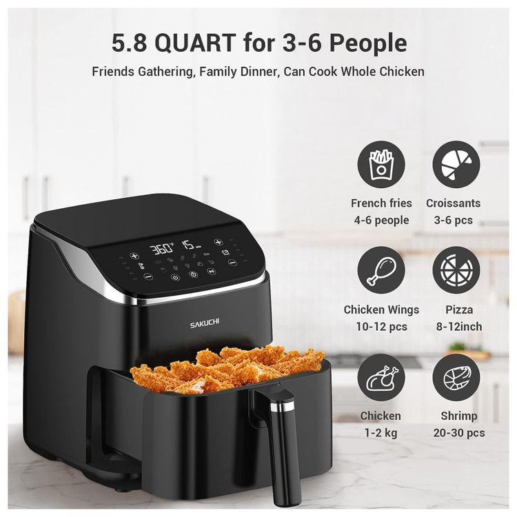 Sakuchi-Fritadeira-Eletrica-AirFryer-com-10-Funcoes-5.8L-de-foto-3