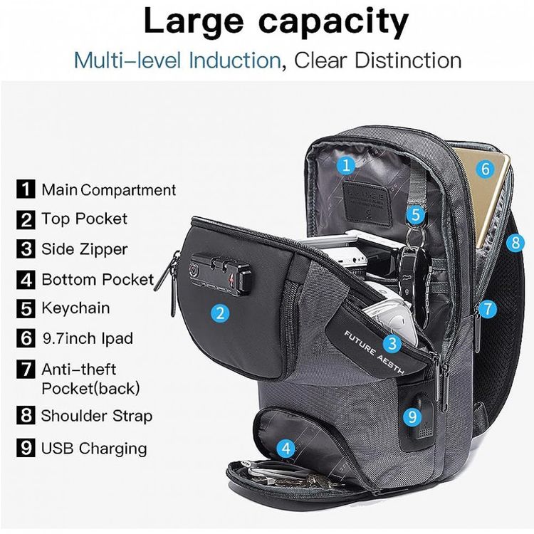Mochila-para-Laptop-com-Porta-Carregador-USB-BANGE-Cinza-foto-1