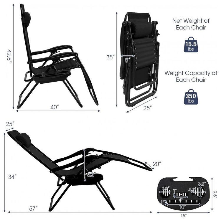 Goplus-Cadeira-Reclinavel-Ajustavel-Gravidade-Zero-com-Apoio-foto-2