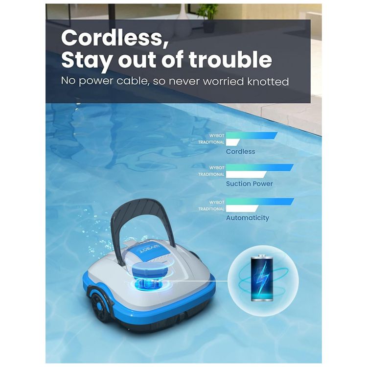 Robo-Limpador-de-Piscina-sem-Fio-com-Succao-Potente-Motor-foto-1