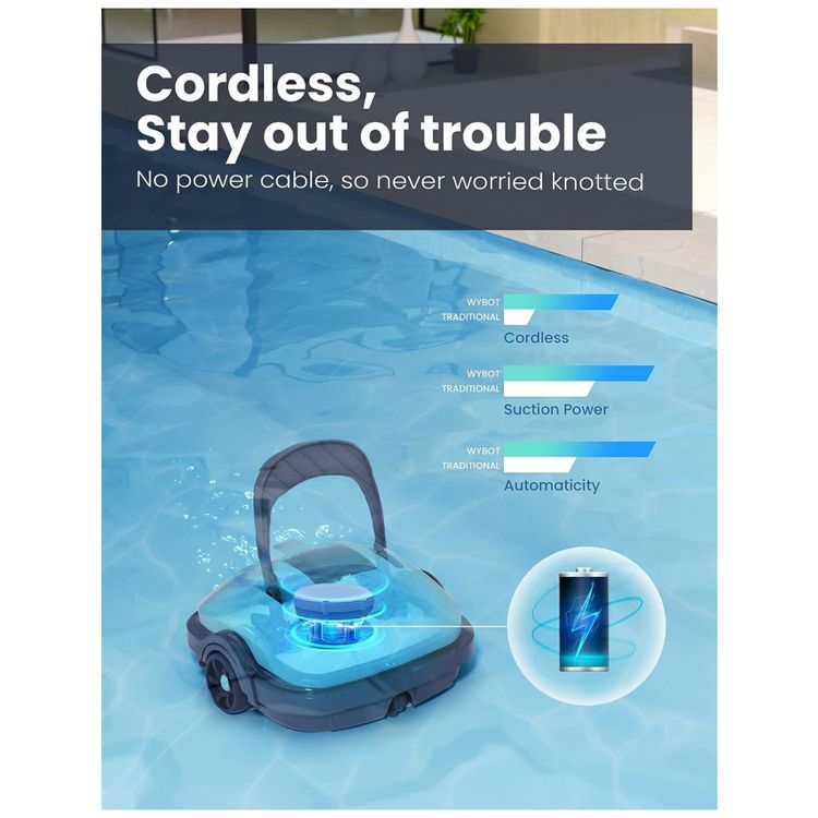 Robo-Limpador-de-Piscina-sem-Fio-com-Succao-Potente-Motor-foto-1