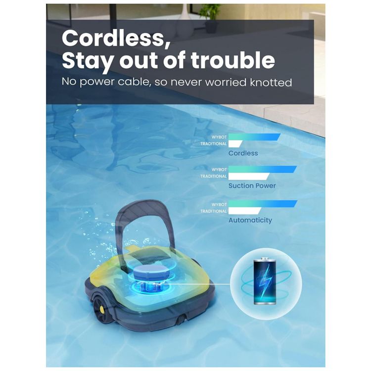 Robo-Limpador-de-Piscina-sem-Fio-com-Succao-Potente-Motor-foto-1