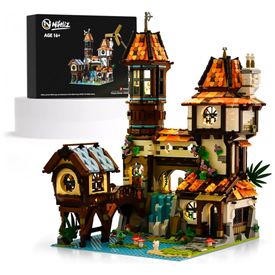 Kit-de-Construcao-Casa-a-Beira-Rio-Medieval-com-Luz-LED-e-foto-0