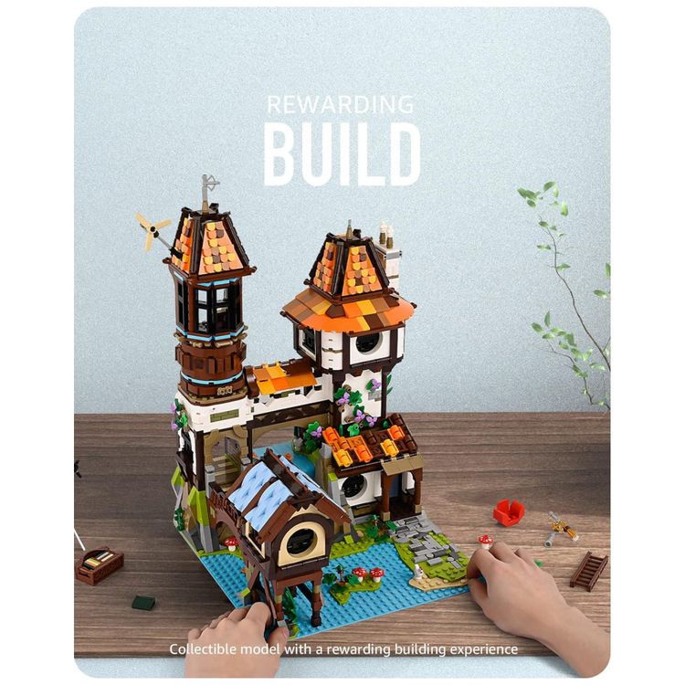 Kit-de-Construcao-Casa-a-Beira-Rio-Medieval-com-Luz-LED-e-foto-3