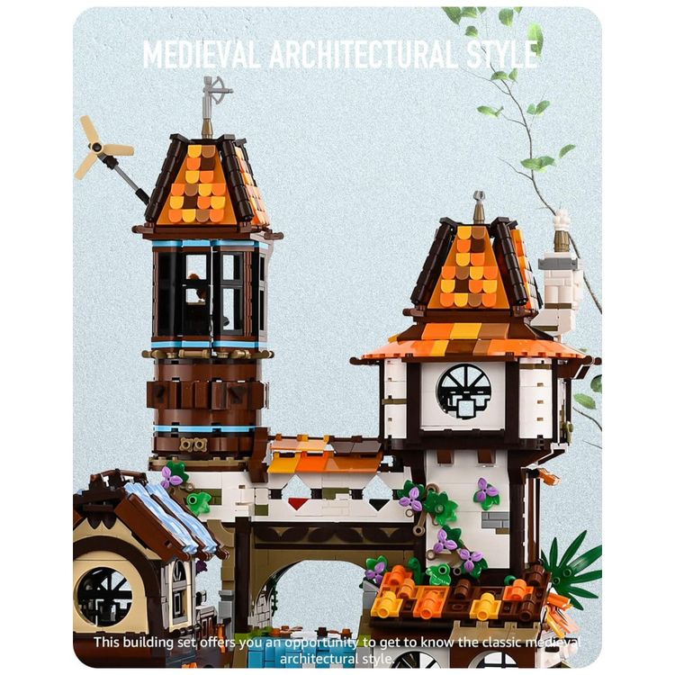 Kit-de-Construcao-Casa-a-Beira-Rio-Medieval-com-Luz-LED-e-foto-5