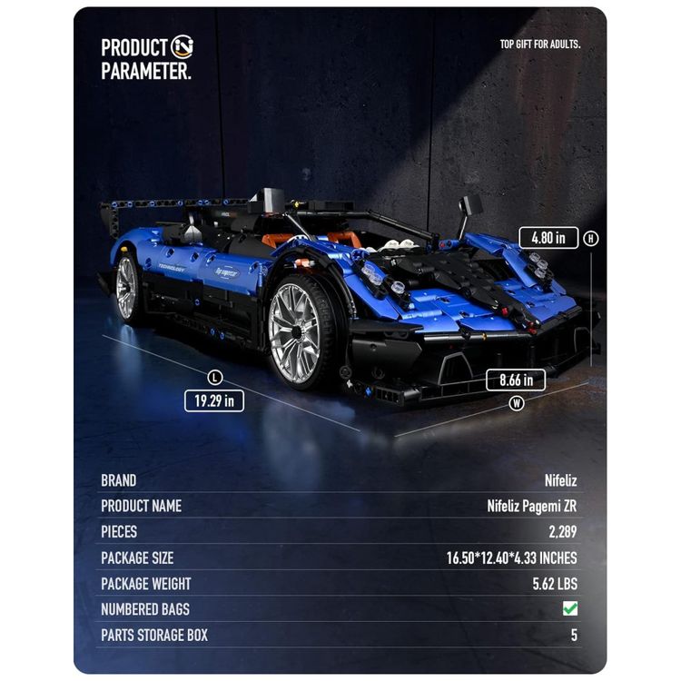 Kit-de-Construcao-Carro-Esportivo-Pagemi-ZR-com-2289-Pecas-foto-4