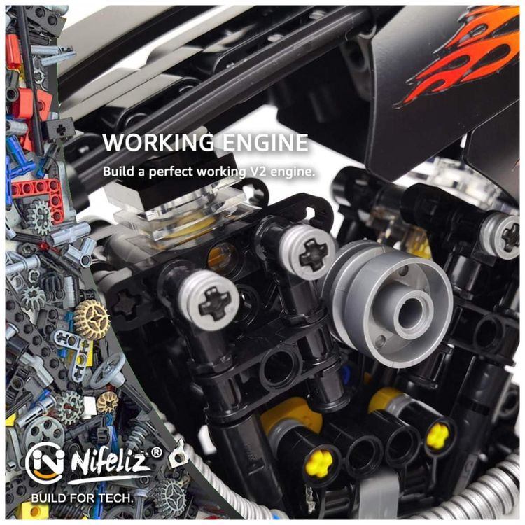 Kit-de-Construcao-Motocicleta-Knuckle-Chopper-com-451-Pecas-foto-3