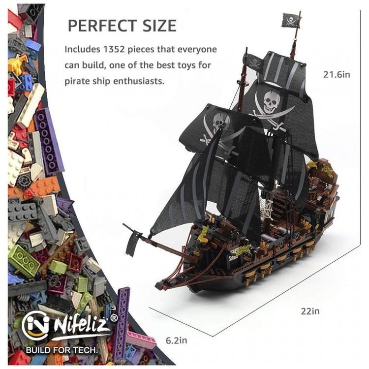 Kit-de-Construcao-Navio-Black-Hawk-Pirates-Ship-Model-foto-1
