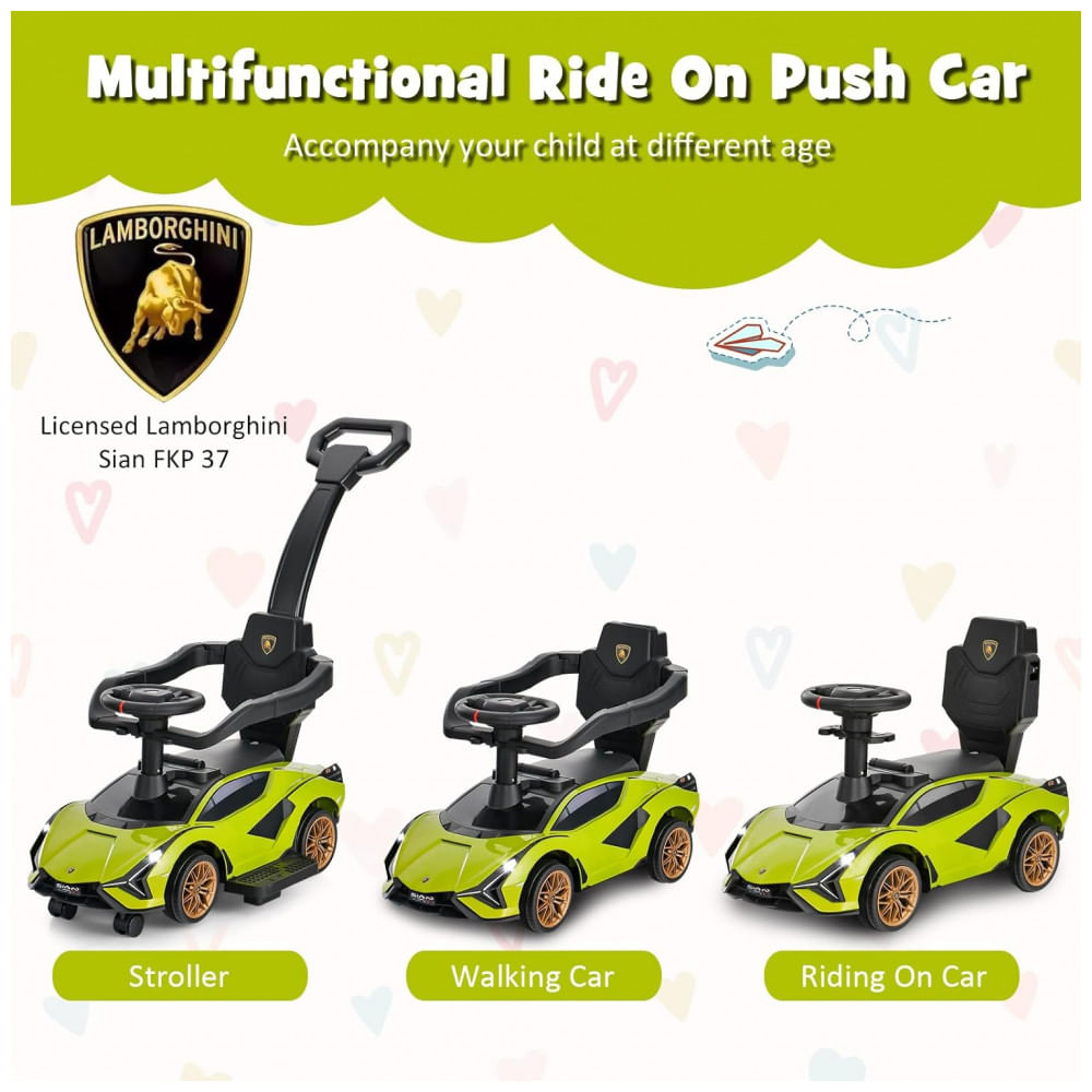 Encontraproduto.com.br - Carrinho de Passeio Infantil 3 em 1 com Alça, Música, USB, Farol e Compartimento Sob o Assento para Crianças de 1 a 5 Anos, INFANS, Verde