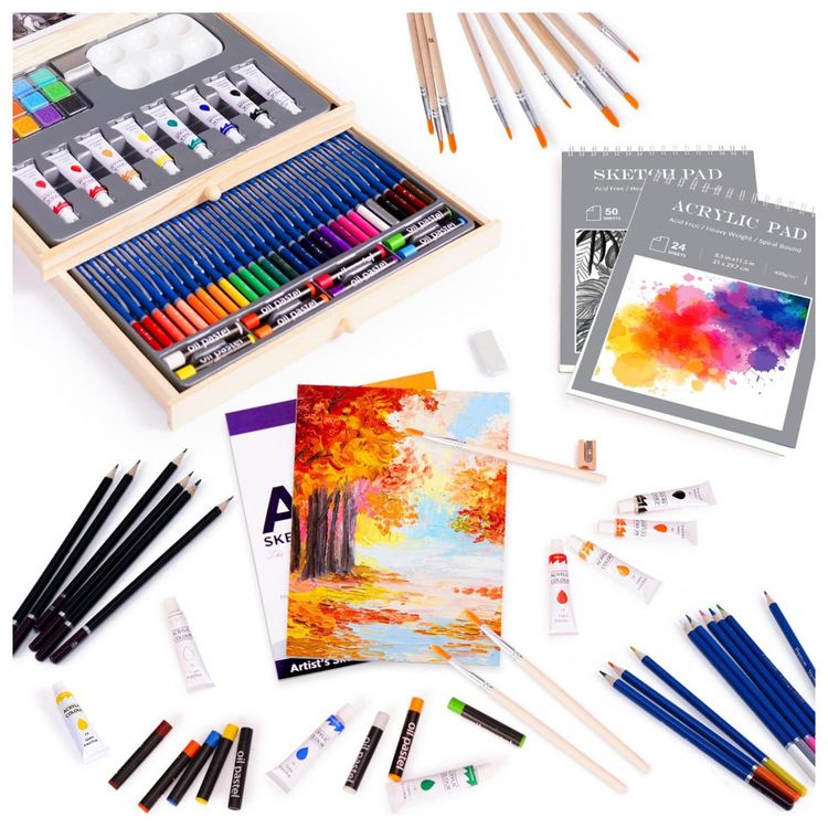 Pequeno-Castelo-Kit-de-Lapis-Conjunto-Artistico-com-128-foto-4