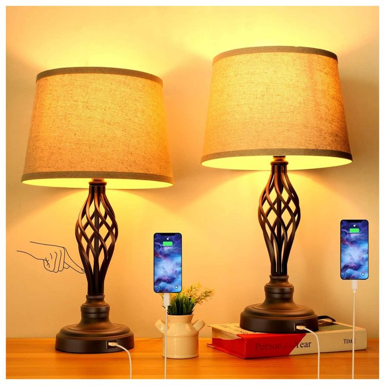 Kit-2-Luminarias-de-Mesa-Moderna-Classica-em-Metal-e-Abajur-foto-0