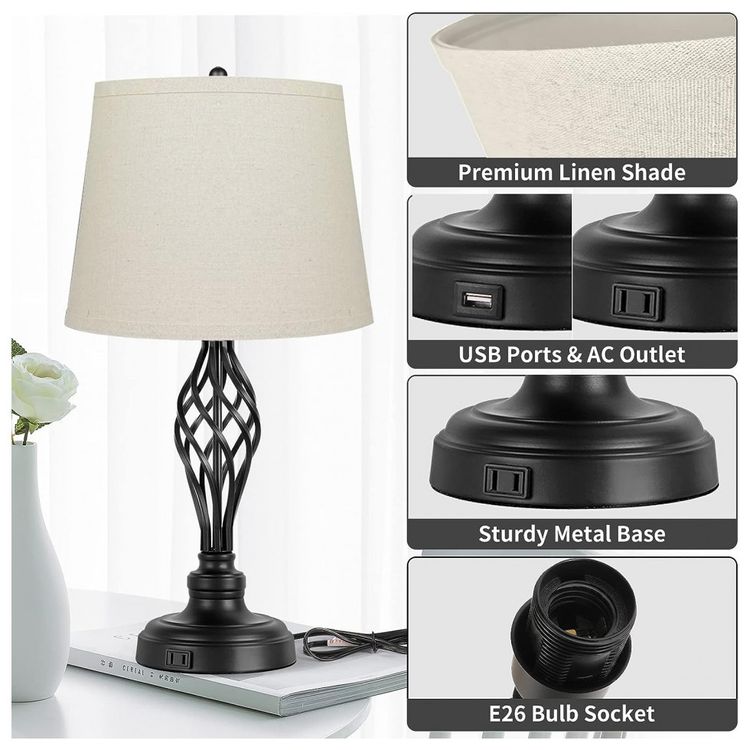Kit-2-Luminarias-de-Mesa-Moderna-Classica-em-Metal-e-Abajur-foto-4