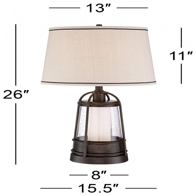 Luminaria-de-Mesa-Vintage-em-Metal-e-Abajur-de-Tecido-foto-3