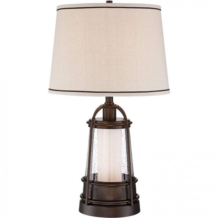 Luminaria-de-Mesa-Vintage-em-Metal-e-Abajur-de-Tecido-foto-5