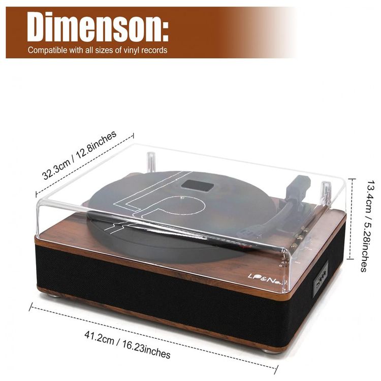 Vitrola-Toca-Discos-de-Vinil-com-3-Velocidades-por-Correia-e-foto-5