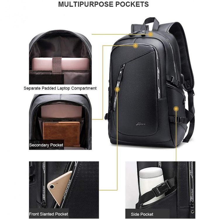 Mochila-Unissex-de-Couro-Sintetico-para-Laptop-DYJ-Marrom-foto-2