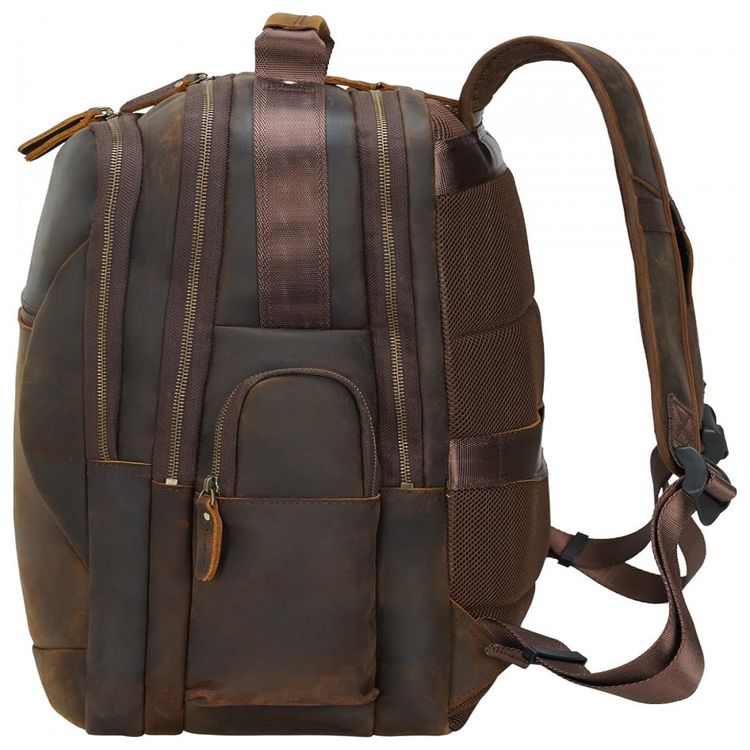TIDING-Mochila-Unissex-de-Couro-para-Laptop--Marrom-foto-1