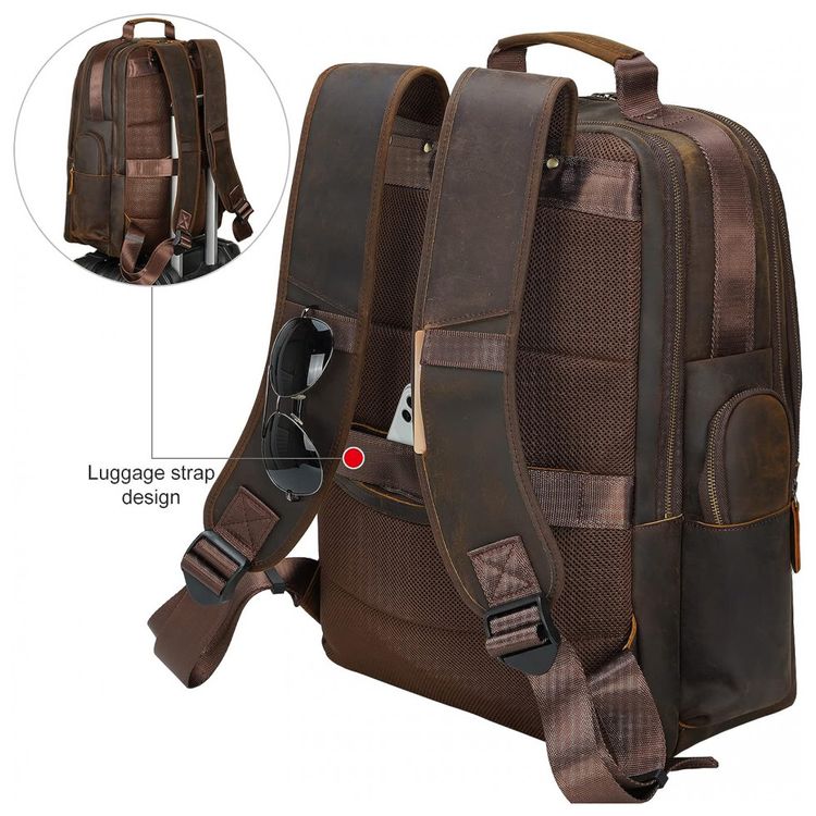 TIDING-Mochila-Unissex-de-Couro-para-Laptop--Marrom-foto-2