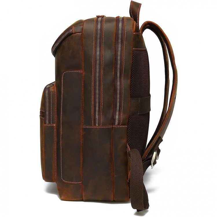 LANNSYNE-Mochila-Unissex-de-Couro-para-Laptop--Marrom-foto-1