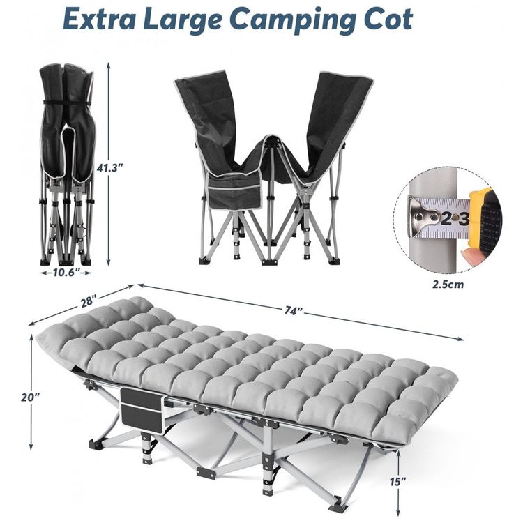 Cama-Dobravel-Portatil-para-Acampamento-com-Acolchoado-e-foto-1