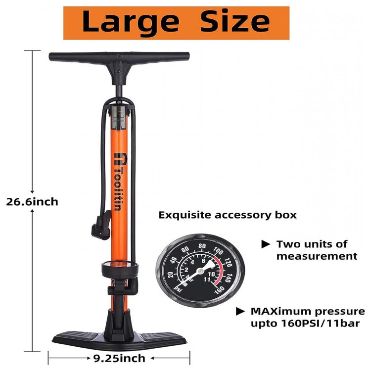 TOOLITIN-Bomba-de-Piso-Ergonomica-para-Bicicleta-com-Medidor-foto-1