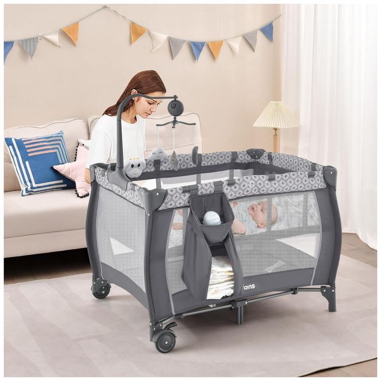 Berco-Cercado-Portatil-3-em-1-Dobravel-com-Colchao-foto-1