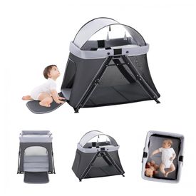 Cercadinho-para-Bebe-Dobravel-com-Colchao-Macio-para-foto-0