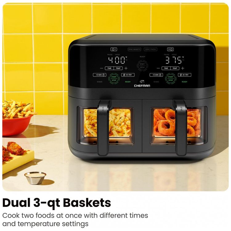 Fritadeira-Eletrica-Airfryer-com-2-Cestos-de-3L-e-Janela-de-foto-3