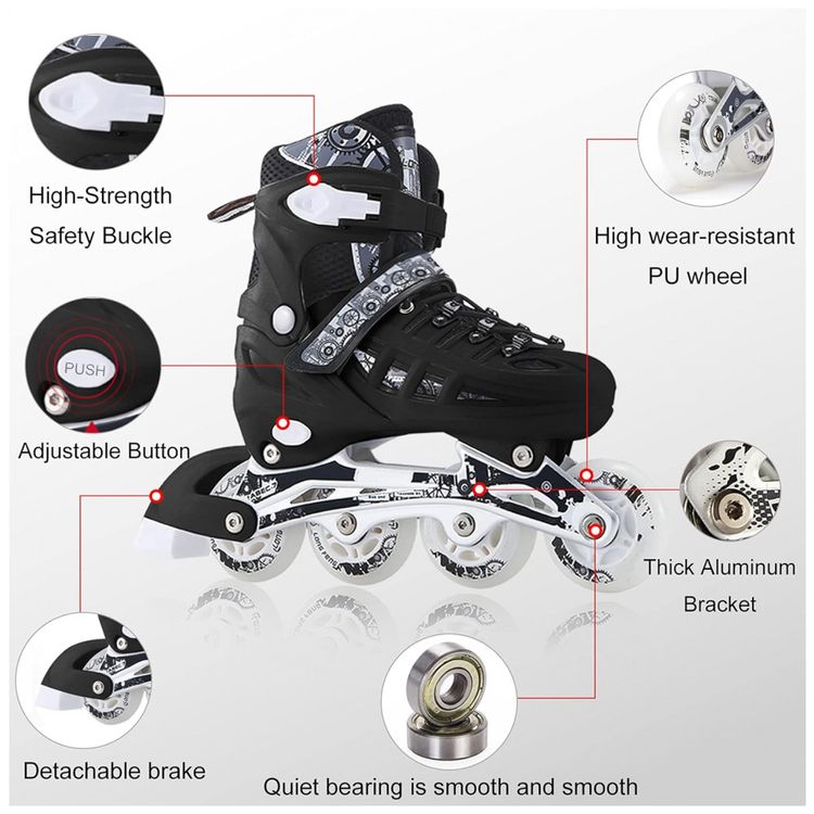 Patins-Infantil-Regulavel-com-4-Rodas-Iluminadas-Tam-BR-33-foto-2