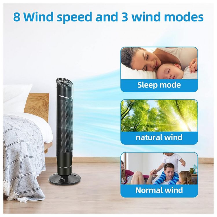 R.W.FLAME-RW5348-B-Ventilador-de-Torre-com-3-Velocidades-foto-5