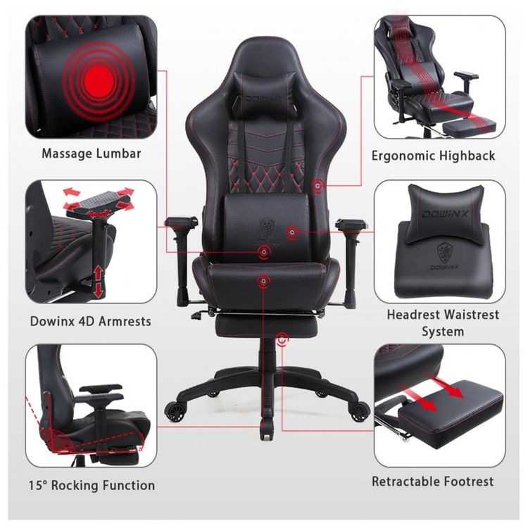 Dowinx-Cadeira-Gamer-Ergonomica-Ajustavel-com-Apoio-para-os-foto-1