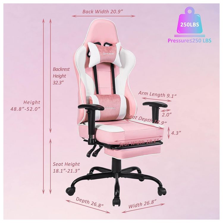 VON-RACER-Cadeira-Gamer-Ergonomica-Ajustavel-com-Apoio-para-foto-2