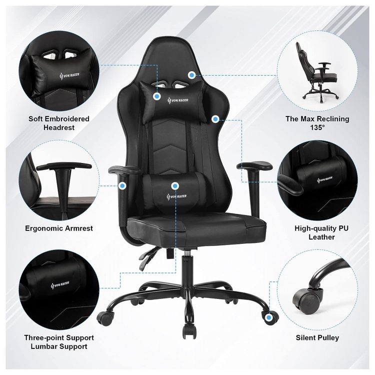 Blue-Whale-Cadeira-Gamer-Ergonomica-Ajustavel-com-Apoio-para-foto-1