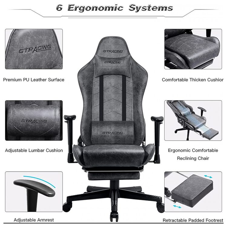 GTRACING-Cadeira-Gamer-Ergonomica-Ajustavel-com-Apoio-para-foto-1