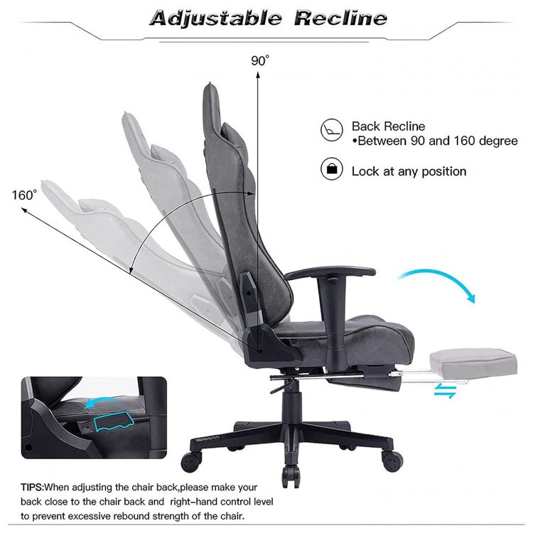 GTRACING-Cadeira-Gamer-Ergonomica-Ajustavel-com-Apoio-para-foto-2
