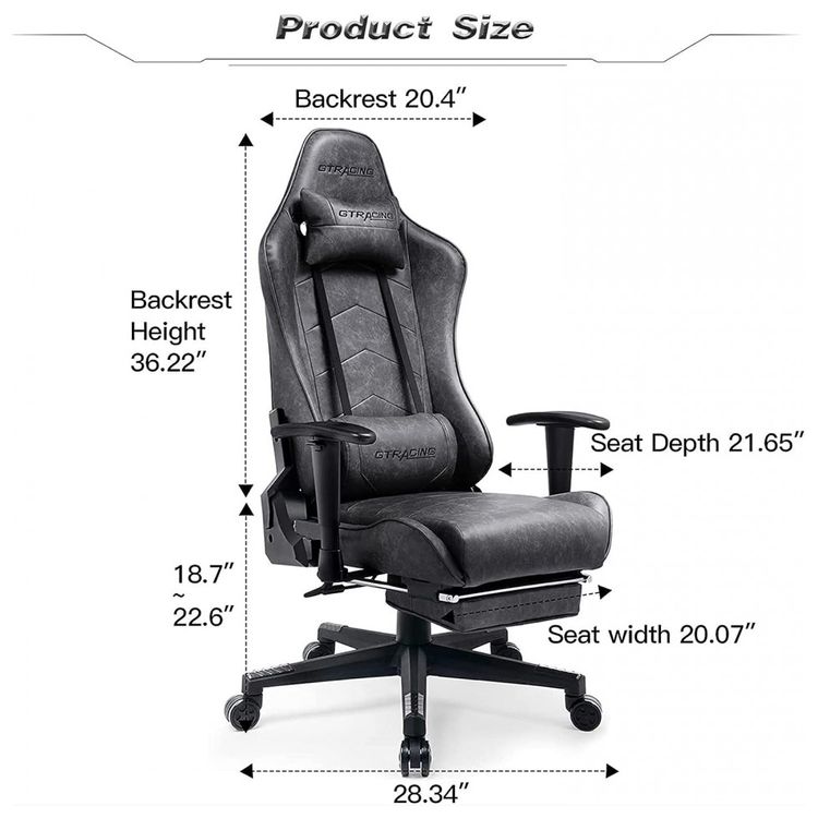 GTRACING-Cadeira-Gamer-Ergonomica-Ajustavel-com-Apoio-para-foto-3