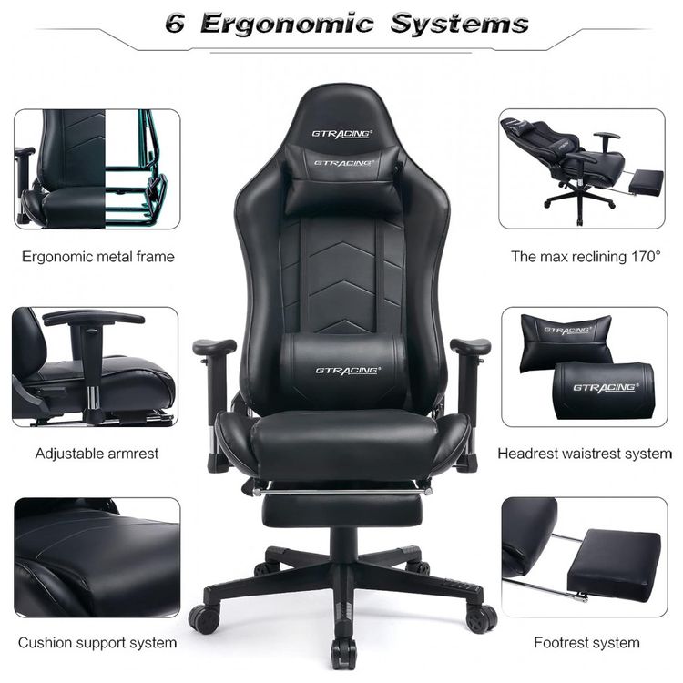 Gtracing-Cadeira-Gamer-Ergonomica-Ajustavel-com-Apoio-para-foto-1
