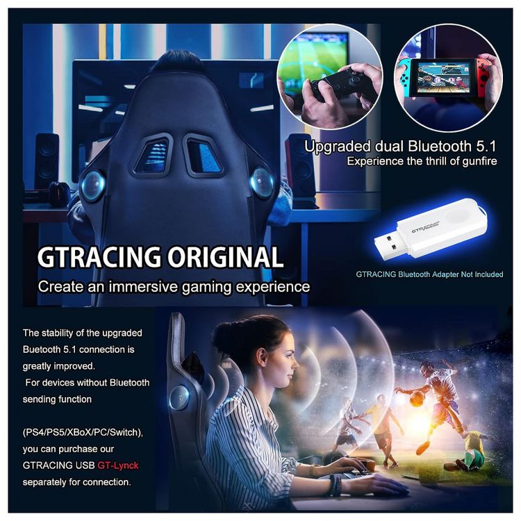 Gtracing-Cadeira-Gamer-Ergonomica-Ajustavel-com-Apoio-para-foto-4
