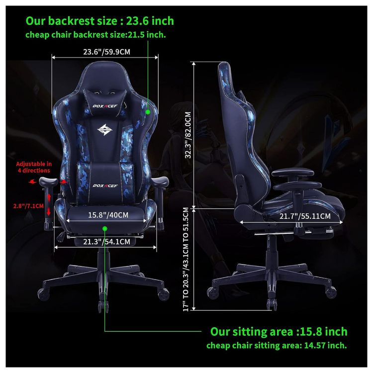 Cadeira-Gamer-Ergonomica-Ajustavel-com-Apoio-para-os-Pes-foto-1