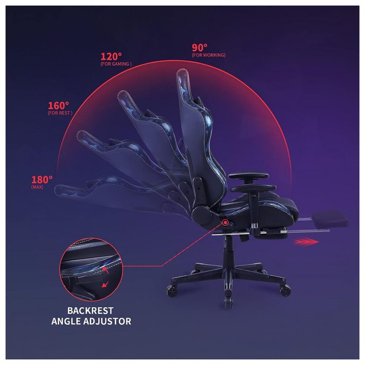 Cadeira-Gamer-Ergonomica-Ajustavel-com-Apoio-para-os-Pes-foto-4