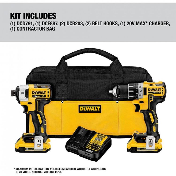 Kit-de-Furadeira-Eletrica-20V-DCK240C2-DEWALT-Brush-foto-1