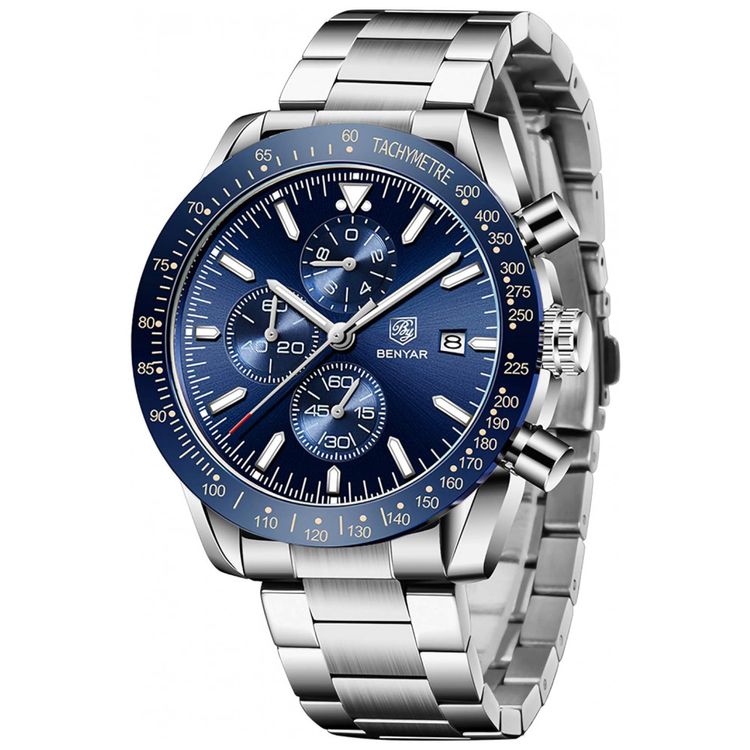 BENYAR-BY-5140S-Silver-Blue-Relogio-Masculino-Analogico-foto-0